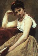  Jean Baptiste Camille  Corot Interrupted Reading oil painting picture wholesale